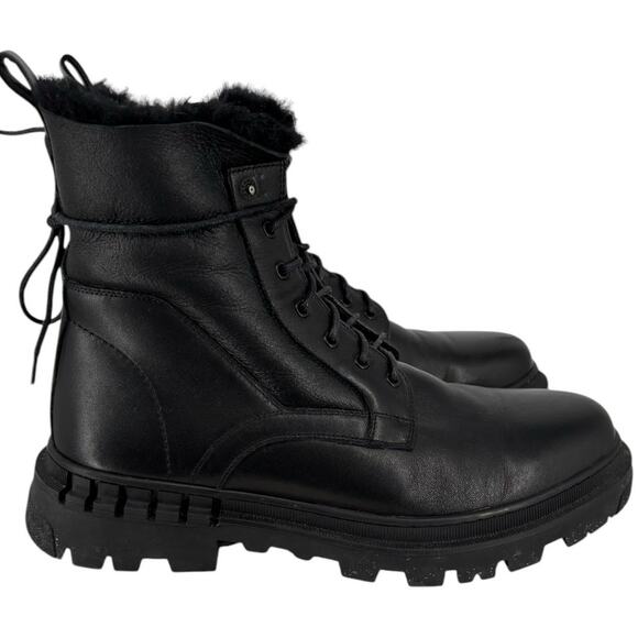 Steve Madden Eisen Black Leather Boots Mens Size 8 Combat Fur Lined Flaw main image 10
